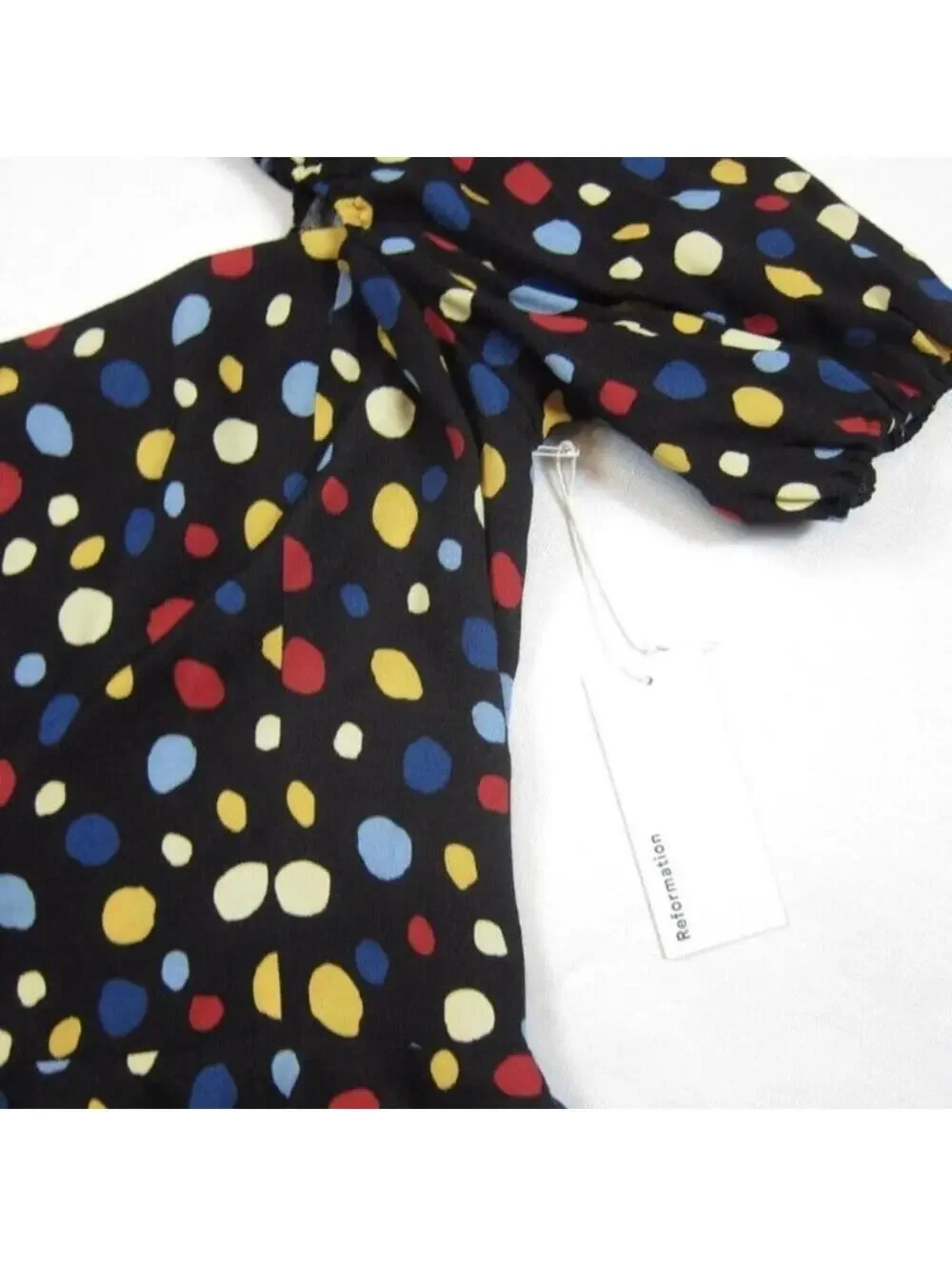 Reformation 10 Peplum Top Polka Dot Sweetheart Neck Short Puff Sleeves NEW $128